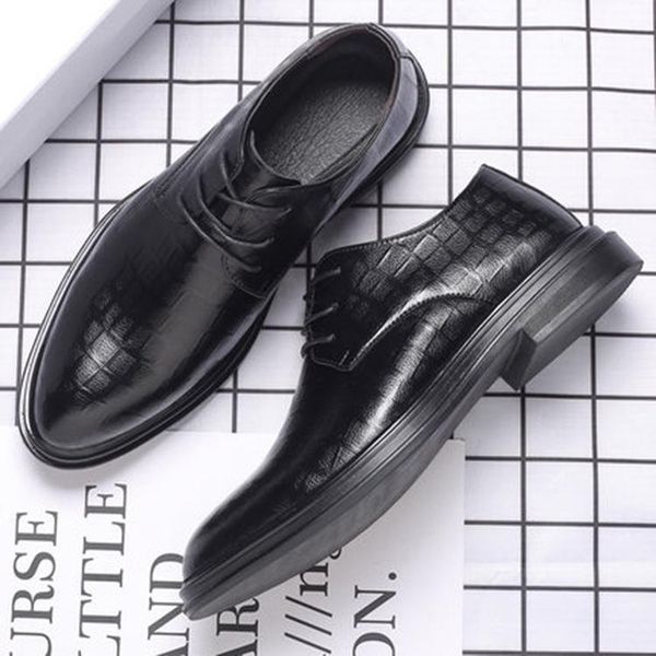 

men oxfords shoes male formal patent leather lace-up business dress drop, Black