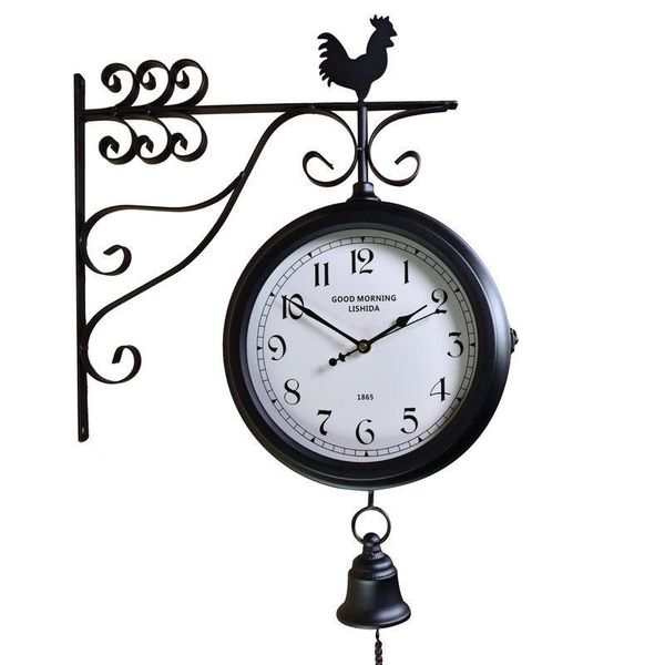 

wall clocks american iron quiet double-sided clock hanging living room european style nordic creative watch two-sided 5wc27