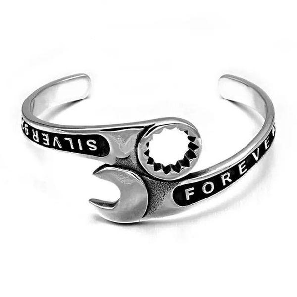 

bangle fashion retro wrench shape open bracelet for men's casual party prom jewelry gift, Black