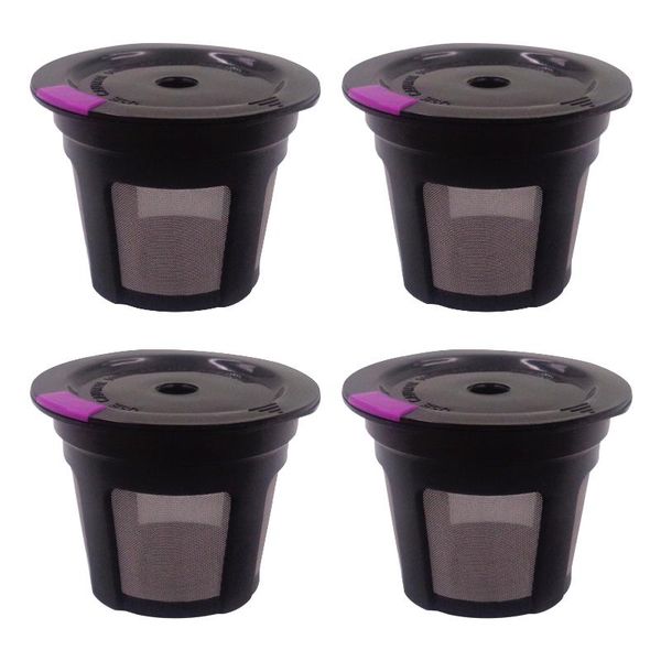 

coffee filters 4pcs k cups stainless steel black portable, good workmanship, no burrs, for home and office practical durable