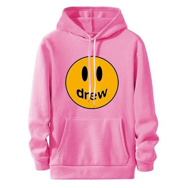 

drew house smiley face print hip hop men's sports long sleeve trendy solid color hoodie2021, Black