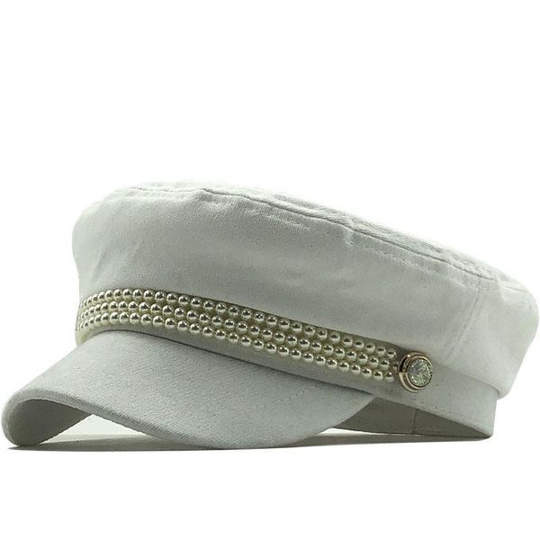 

berets 2021 fashion cotton hat cap women casual pearl flat elegant solid autumn winter warm wool beret female, Blue;gray