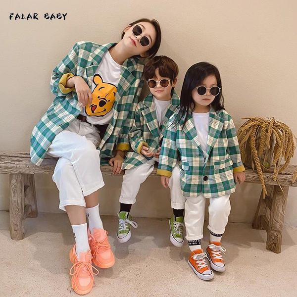 

family matching outfits 2021 parent-child wear, mother and women's clothing, girls autumn fresh korean fashion casual suit jacket, Blue