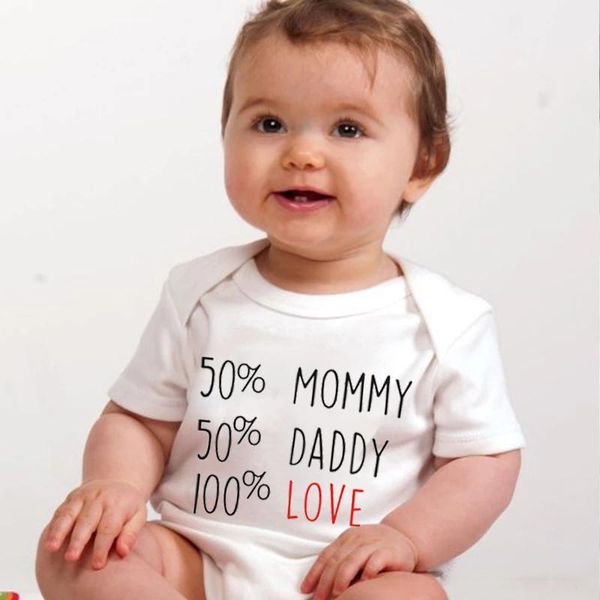 

rompers 50% mommy daddy 100% love born baby girls boys clothes print short sleeve cute romper outfit sunsuit summer, Blue
