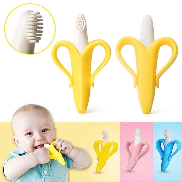 

smart electric toothbrush baby teether toy fruit shape banana ring silicone chew dental care beads gift