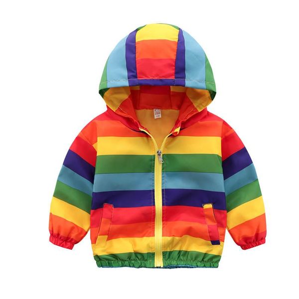 

boys girls rainbow coat hooded sun water proof children's jacket for spring autumn kids clothes clothing outwear jackets, Blue;gray
