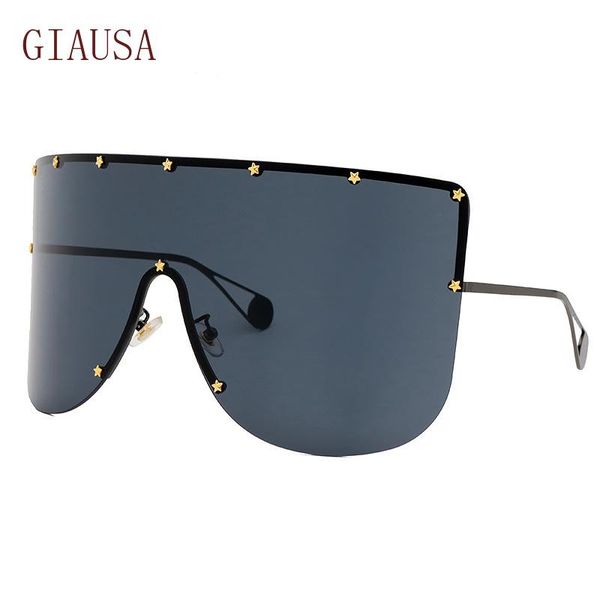 

sunglasses giausaeuropean and american fashion metal large frame mask men's women's star glasses, White;black