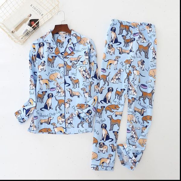 

home suit cotton pajama sets womens sleepwears cute cartoon dog pyjamas couples sleepwear casual soft female pijama mujer, Black;red