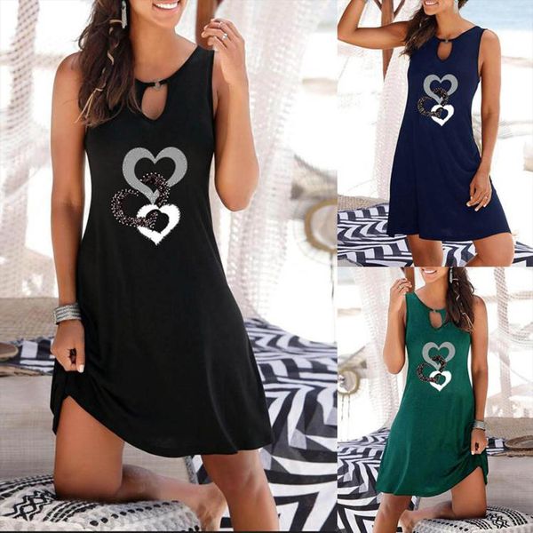 

summer sleeveless o neck clothing women dresses plus size hollow out slim mini dress daily vestidos mujer verano, Black;gray