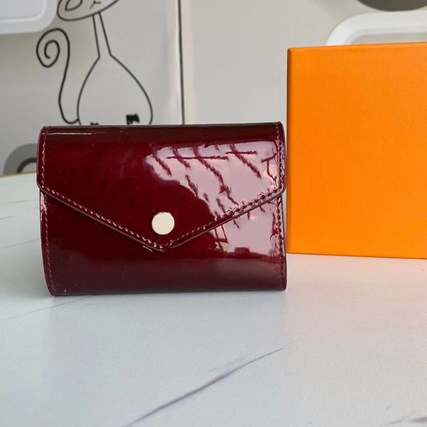

luxury shiny patent leather embossed women's wallet card purse bag with box 4colors 71236f