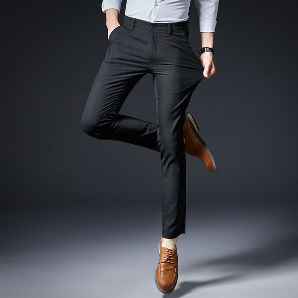 

summer 2021 thin men's trousers youth business slim small feet korean casual pants wear, Black