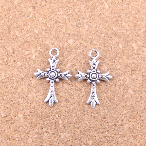 128 adet Antik Gümüş Bronz Kaplama Çapraz Charms Kolye DIY Kolye Bilezik Bileklik Bulguları 24 * 15mm