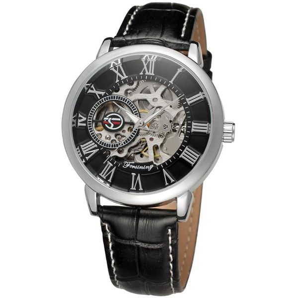 

wristwatches forsining men's watches fashion retro hollow manual mechanical watch casual sports waterproof man wristwatch relogio mascu, Slivery;brown