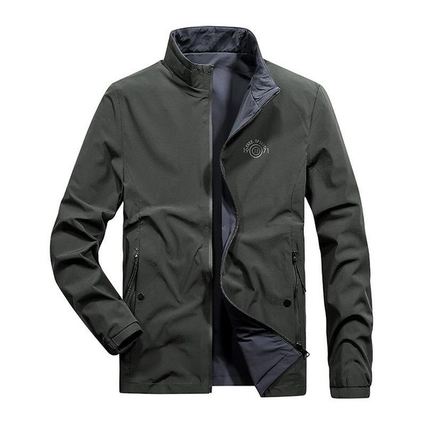 

spring and autumn stand collar two side jacket loose middle-aged elderly business leisure coat men men's jackets, Black;brown