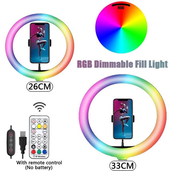 

flash heads rgb ring light lamp led fill lighting pography studio lamps with remote control for youtube vk video live support tripod