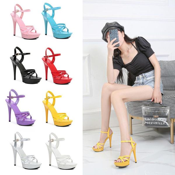 

dress shoes 2021 summer one line sandals for women 13cm versatile net red high heels, Black