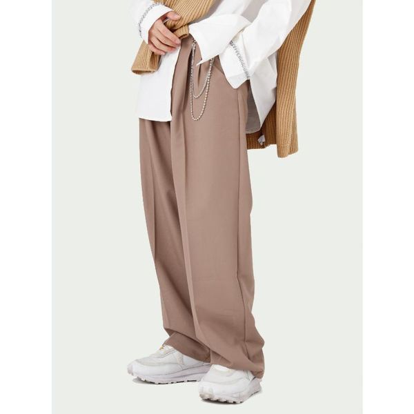 

men's clothing autumn 2021 korean loose solid color mid waist trousers delivery chain pants, Black