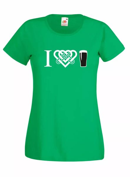 

shirt i love pint guinness weave celtic woman t-shirt 100% cotton, White;black