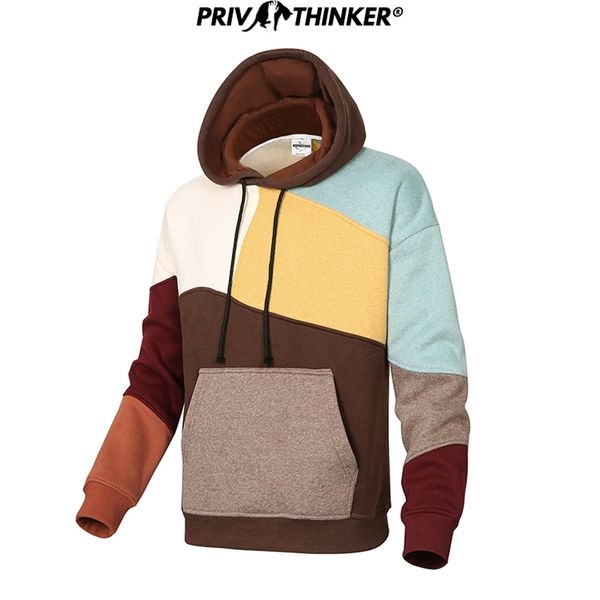 

privathinker us size men woman patchwork casual sweatshirts autumn winter korean clothes thicken warm streetwear hoodies 210506, Black