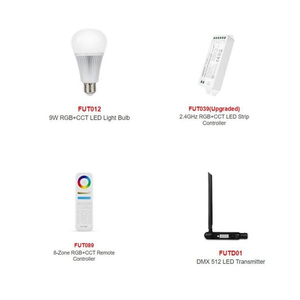 

bulbs led strip controller milight miboxer dmx512 wireless futd01 transmitter fut012 9w rgb+cct bulb fut039 2.4ghz