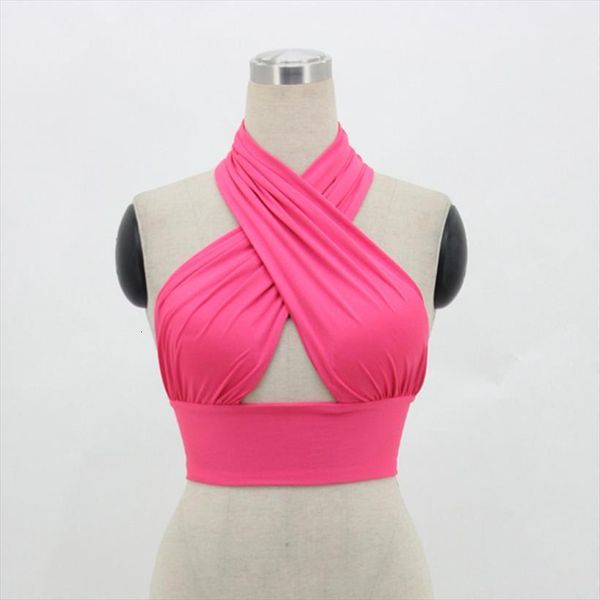 

strappy cross over front women tanks cut out halter neck sleeveless crop bandage vest summer casual loose black, White