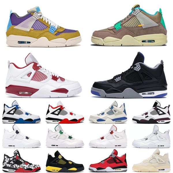 

4 men women basketball shoes 4s desert moss taupe haze black cat white cement fire red university blue mens trainer