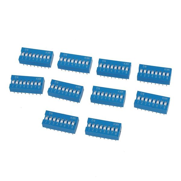 

smart home control 10 pcs 2.54mm pitch 8 positions 16 pin blue dip switch 8p
