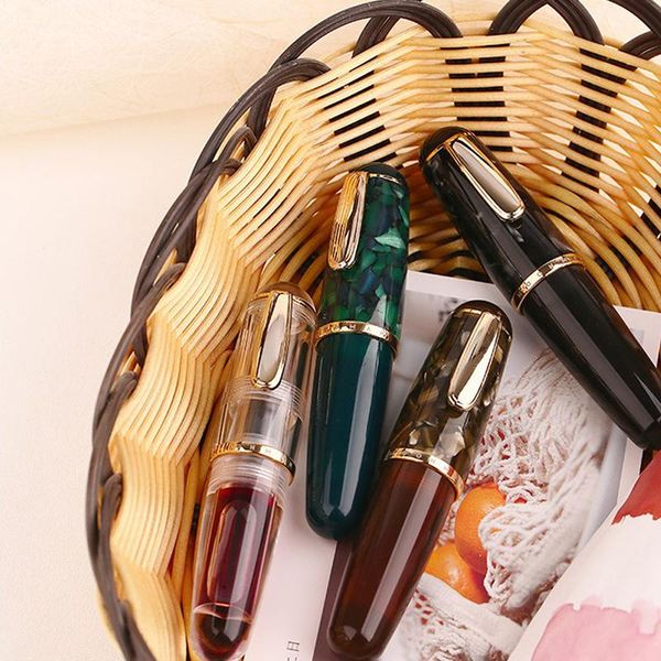 

fountain pens mini eyedropper pen resin short pocket transparent portable ink iridium ef/f nib gift with box