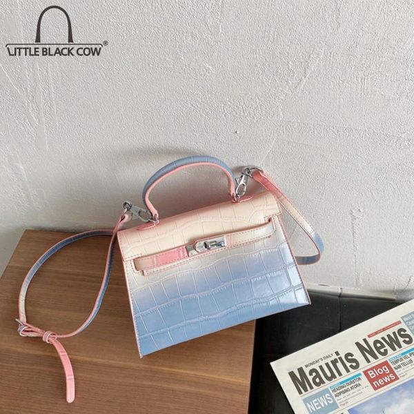 

evening bags 2021 summer tote handbag ladies fashion party bag square gradient color small flap women single shoulder crossbody