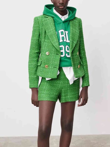 

women's suits & blazers hwlzltzht women fashion double breasted tweed blazer coat vintage long sleeve female outerwear chic veste femme, White;black