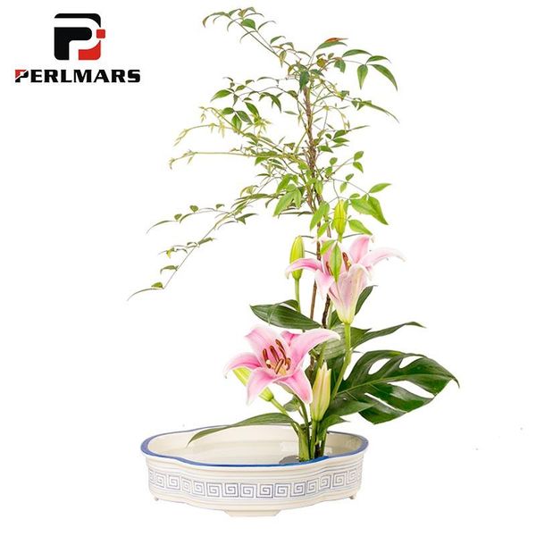 

vases creative plum flower plate ceramic pot / gardening arrangement bonsai hydroponics plant holder vase decor crafts