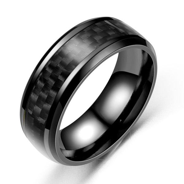 

cluster rings stainless steel black carbon fiber mens cool fashion red blue ring anel masculino jewelry, Golden;silver