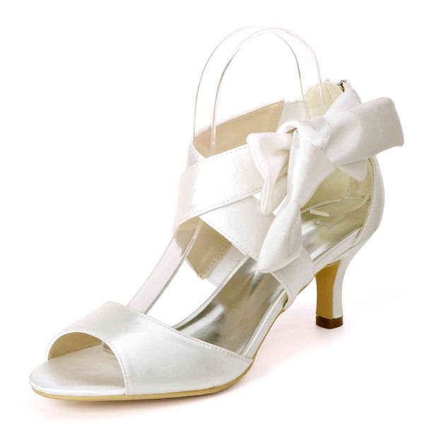 

sandals mid heels satin wedding for bride open toe zipper back heeled prom evening bridal party shoes summer imkc, Black