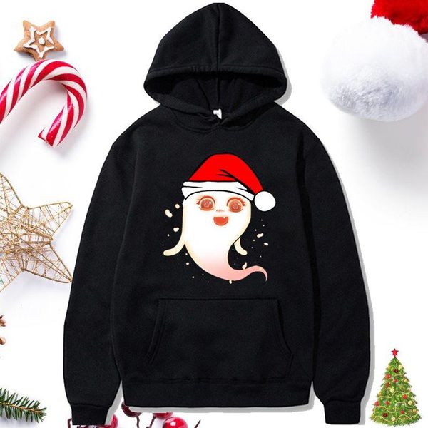 

men's hoodies & sweatshirts genshin impact kawaii christmas hat ghost print clotehs merry aesthetic hoodie harajuku sweatshirt, Black