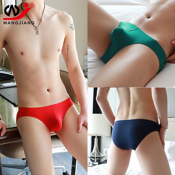 

low waist briefs men's ice silk underwear solid color fashion summer cool trendy, Black;white