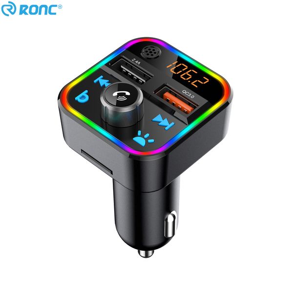 

bt22 bluetooth fm transmitter stereo receiver mp3 player led backlit wireless hands-car kit with qc 3.0 fast charger