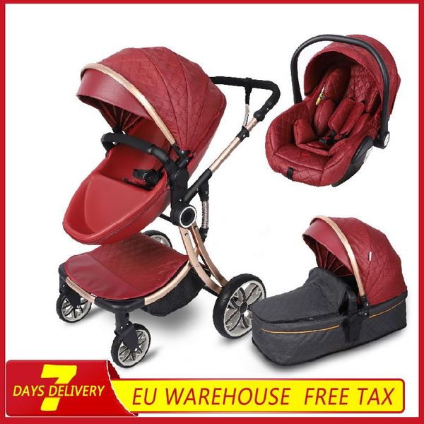 

strollers# 2021 baby stroller 3 in 1 high landscape carriage two way pram can sit lie pushchair for born