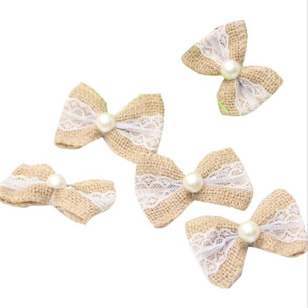 

sashes 3/5pc wedding decoration vintage natural jute burlap bows diy accessories lace ribbon rustic mariage bow baby party decoration-s