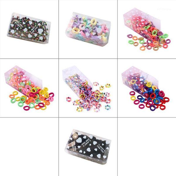 

hair accessories 100pcs colorful elastic no crease tie seamless towel small rubber band rope1, Slivery;white