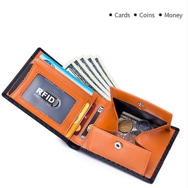 

blocking slim wallet for men leather mens wallets with coin pocket minimalist front rfid walle, Red;black