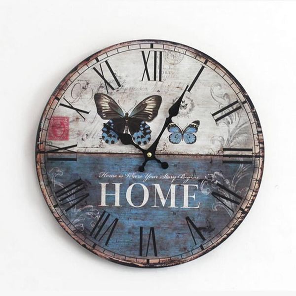 

painted butterflies wall clock frameless decoration electronic cartoon round silent digital for home clocks