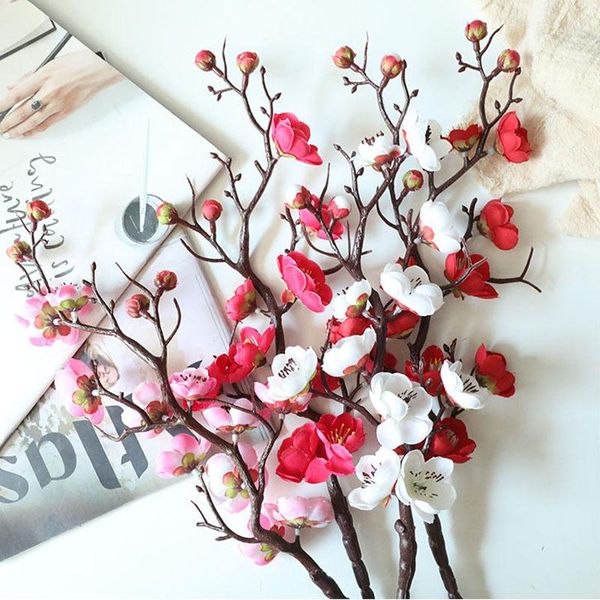 

artificial silk flowers japan plum cherry blossoms fake flores sakura tree branches wedding home room decoration decorative & wreaths