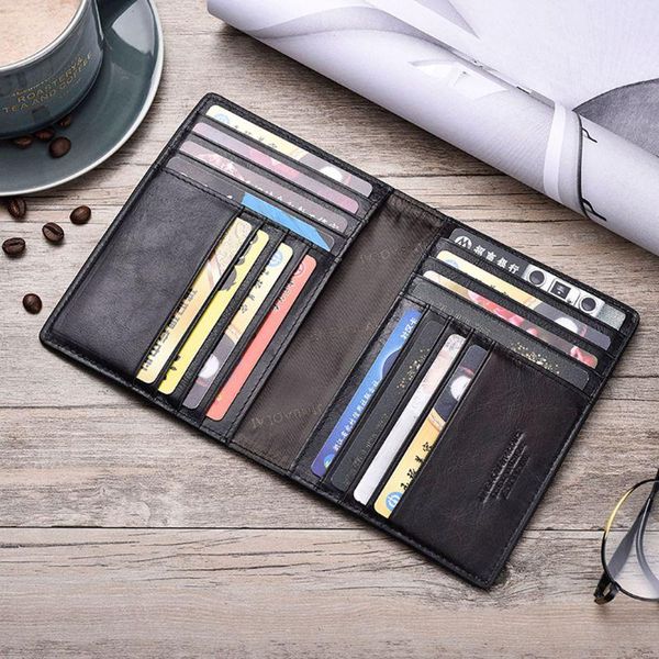 

card holders thinkthendo retro genuine leather cowhide travel passport id cover holder case protector organizer wallet black color, Brown;gray