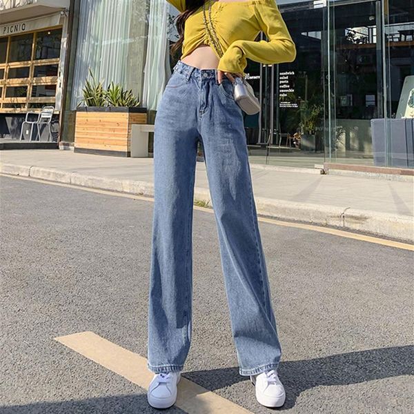 

women's jeans woman high waist clothes wide leg denim clothing blue streetwear vintage quality 2021 fashion harajuku straight pants