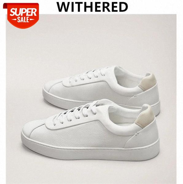 

Withered ins fashion blogger england simple Genuine leather comfort casual white shoes women shoes sneakers women woman #P81F