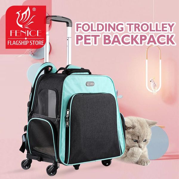 

pet dog trolley backpack portable outdoor cat carrier bag travel wheeling suitcase for case car seat covers