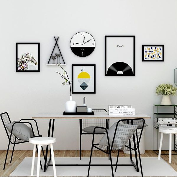 

frames 6 pcs/set business style po frame wedding wall shelf family painting clocks mariage picture decorative framework