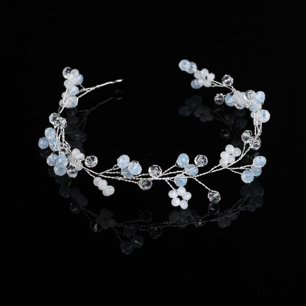 

hair clips & barrettes le liin bride floral headband wedding accessories handmade crystal milky beads headwear jewelry, Golden;silver