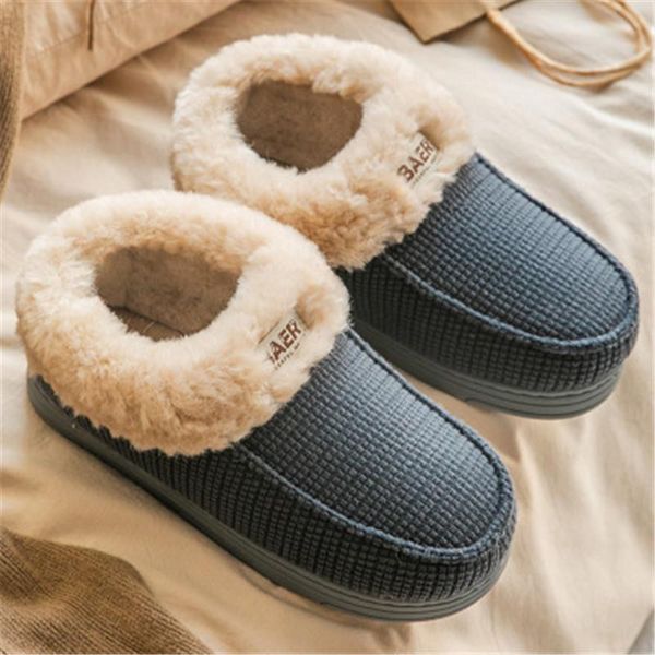 

winter fluffy slippers women warm ladies plush platform footwear woman slip on home shoes couple anti female slipper, Black