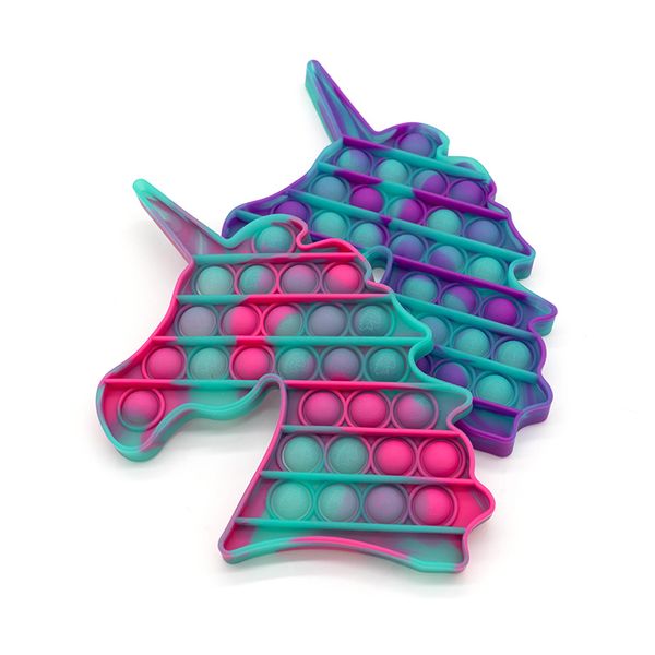 

unicorn tie-dye rainbow fidget toy push bubble bursting party game time killer stress relief toys
